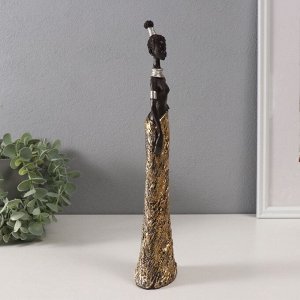 Фигурка полистоун «Африканка в золотой юбке, с золотыми украшениями», 8x5.5x31.5 см