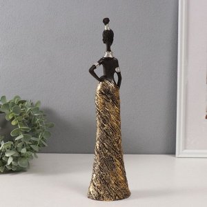 Фигурка полистоун «Африканка в золотой юбке, с золотыми украшениями», 8x5.5x31.5 см