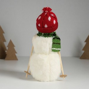Фигурка текстиль «Снеговик в зелёном шарфике, с палками», 12*9*20 см
