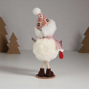 Фигурка текстиль «Снеговик в розовом шарфике, с носочком», 11*7*17.3 см
