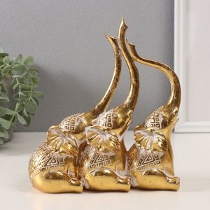 Фигурка полистоун «Три слона. Индейские узоры», золото, 18.3x6.7x20 см