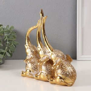 Фигурка полистоун «Три слона. Индейские узоры», золото, 18.3x6.7x20 см