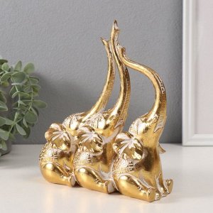 Фигурка полистоун «Три слона. Индейские узоры», золото, 18.3x6.7x20 см