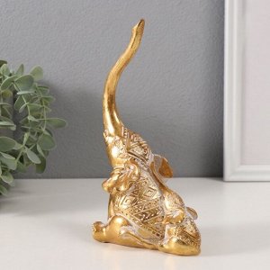 Фигурка полистоун «Слон и слонёнок. Индейские узоры», золото, 10.3x6.6x18.8 см