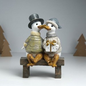 Фигурка полистоун «Гуси на скамейке - праздничный вечер», 15x10.5x20.5 см