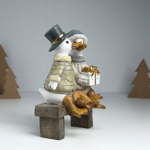 Фигурка полистоун «Гуси на скамейке - праздничный вечер», 15x10.5x20.5 см