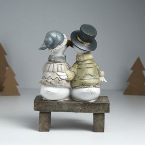Фигурка полистоун «Гуси на скамейке - праздничный вечер», 15x10.5x20.5 см