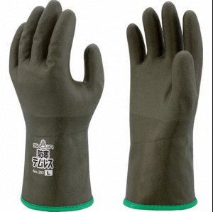 Японские утепленные резиновые термоперчатки SHOWA Olive Green 282