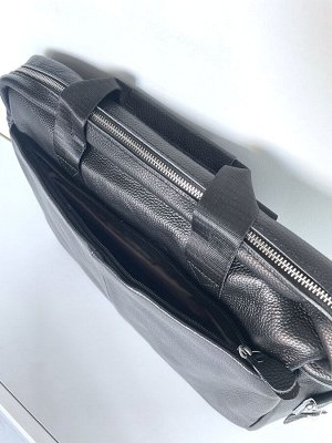 Сумка мужская деловая для документов А4 натуральная кожа черная