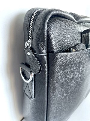 Сумка мужская деловая для документов А4 натуральная кожа черная
