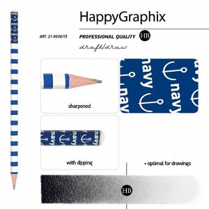 Карандаш BrunoVisconti® чернографитовый, НВ HappyGraphix "МОРСКАЯ"