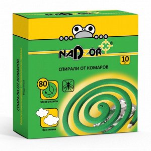Спирали от комаров малодымные без запаха зеленые 10шт в упак Nadzor/60
