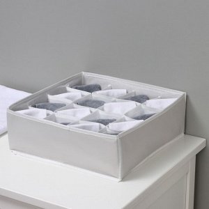 Органайзер для хранения белья LaDо́m, 16 ячеек, 32x32x12 см, серый