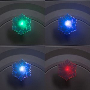 Игрушка световая «Снежинка» 8 см, 1 LED, батарейки LR44x3 (в компл.), мерцание, свечение мульти