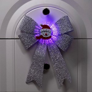 Световой бант «Снеговик бантик» 24x32 см, 1 LED, батарейки LR44x2 (в комплекте), мерцание, свечение мульти