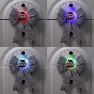 Световой бант «Снеговик бантик» 24x32 см, 1 LED, батарейки LR44x2 (в комплекте), мерцание, свечение мульти