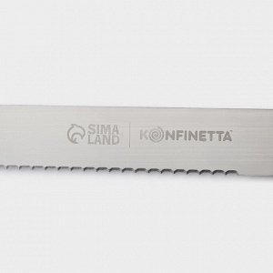Нож для бисквита крупные зубцы KONFINETTA, длина лезвия 35 см, деревянная ручка
