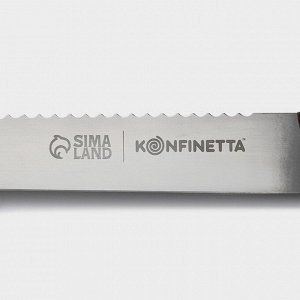 Нож для бисквита двусторонний KONFINETTA, с крупными зубцами и ровным краем, лезвие 25 см, толщина лезвия 0.9 мм