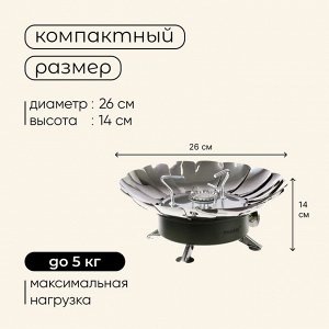 Плита газовая портативная maclay, для кемпинга, с ветрозащитой, 17x13 см, большая, круглая