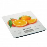 Весы кухонные DELTA KCE-28  &quot;Апельсин&quot;  (5 кг,электронные, стекло, LCD дисплей) 12/уп