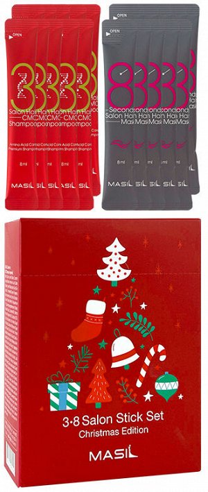 Masil 3*8 Salon Stick Set Christmas Edition Рождественский набор шампунь + маска для волос