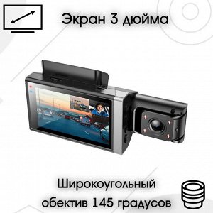 Видеорегистратор HOCO DI64 с тремя камерами WI-FI приложение HD Black