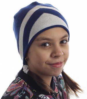 Бело-синяя детская шапка для юных модниц - теплая и правильная модель, которая понравится и родителям №1599 ОСТАТКИ СЛАДКИ!!!!