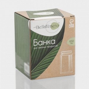 Банка стеклянная для хранения сыпучих продуктов BellaTenero «Эко», 650 мл, 10*12,5 см, с бамбуковой крышкой