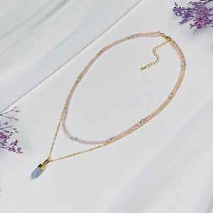 Колье двойное из Розового кварца и Голубого агата