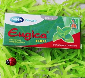 Капсулы Eugica Fort усиленного действия с маслами для горла взрослым, 20 штук в упаковке
