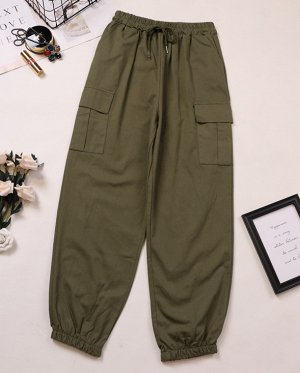 Легкие штаны на манжетах, зеленый