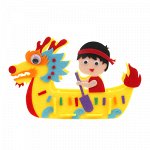 Объёмная  аппликация  лодка дракон желтая
