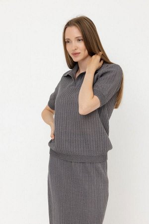 Джемпер из льна 4-325 стальной