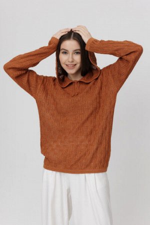 Джемпер из льна 4-309 красная глина