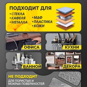 Комплект настенных держателей ТУНДРА с клейкой поверхностью, 60х60х10 мм, цвет никель
