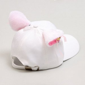 Кепка детская «Кошечка» с ушками, белая, р-р 52-54, 5-7 лет