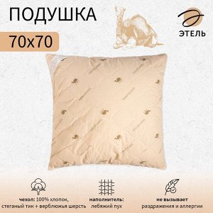 Подушка "Этель", подстёжка — верблюжья шерсть, 70х70 см, тик