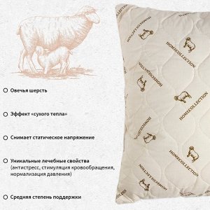 Подушка "Этель", подстёжка — овечья шерсть, 70х70 см, тик