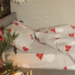 Постельное бельё "Этель" 1,5 сп «Снеговики», 143х215 см, 150х214 см, 50х70 см -1 штука, 100 % хлопок, бязь