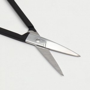 Ножницы маникюрные, узкие, прямые, с прорезиненными ручками, 9 см, чёрные