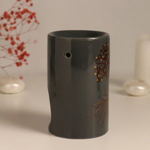 Аромалампа для эфирных масел «Фокус на себя», керамика, серая с золотом, 7.2*7.2*11.6 см