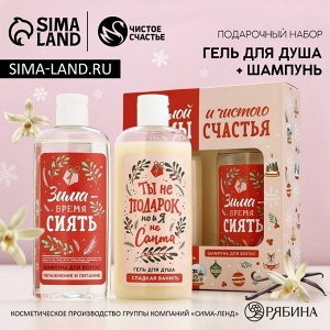 Подарочный набор новогодний «Тёплой зимы»: гель для душа и шампунь для волос, 2x250 мл, Чистое счастье