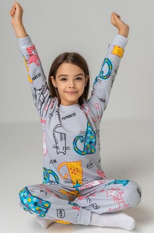 Хлопковая пижама для девочки из футера с начесом