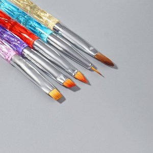 Набор кистей для наращивания и дизайна ногтей, 5 шт, 18 см, разноцветный