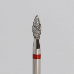 Фреза алмазная для маникюра «Пламя», мелкая зернистость, 2.3x5 мм, в пластиковом футляре