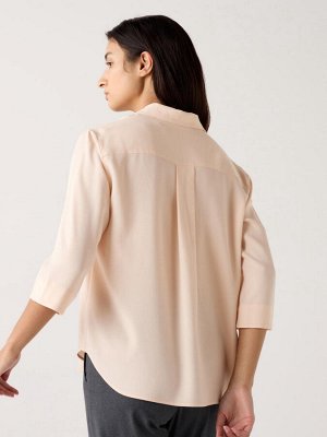 UNIQLO - блуза из искусственного шелка с рукавом 3/4 - 60 LIGHTBLUE