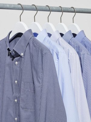 UNIQLO - рубашка в мелкую полоску с длинным рукавом - 66 BLUE