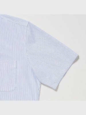 UNIQLO - деловая рубашка с коротким рукавом в полоску - 63 BLUE