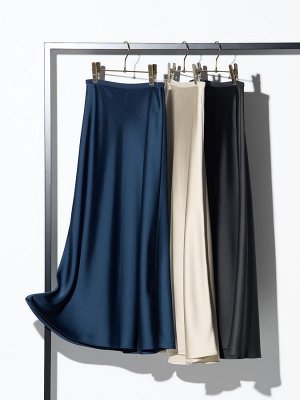 UNIQLO - атласная юбка макси - 36 BROWN