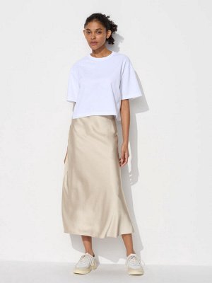 UNIQLO - атласная юбка макси - 36 BROWN